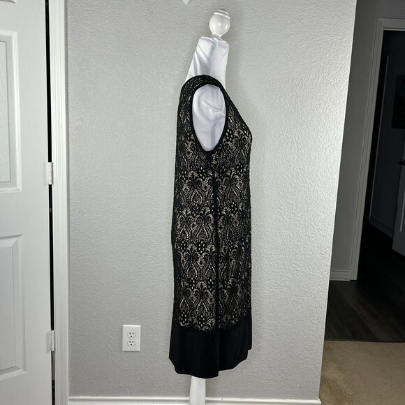 R M Richards Size 14 Black Sequin Lace Overlay Knee length Sheath Dress NEW - Picture 5 of 7